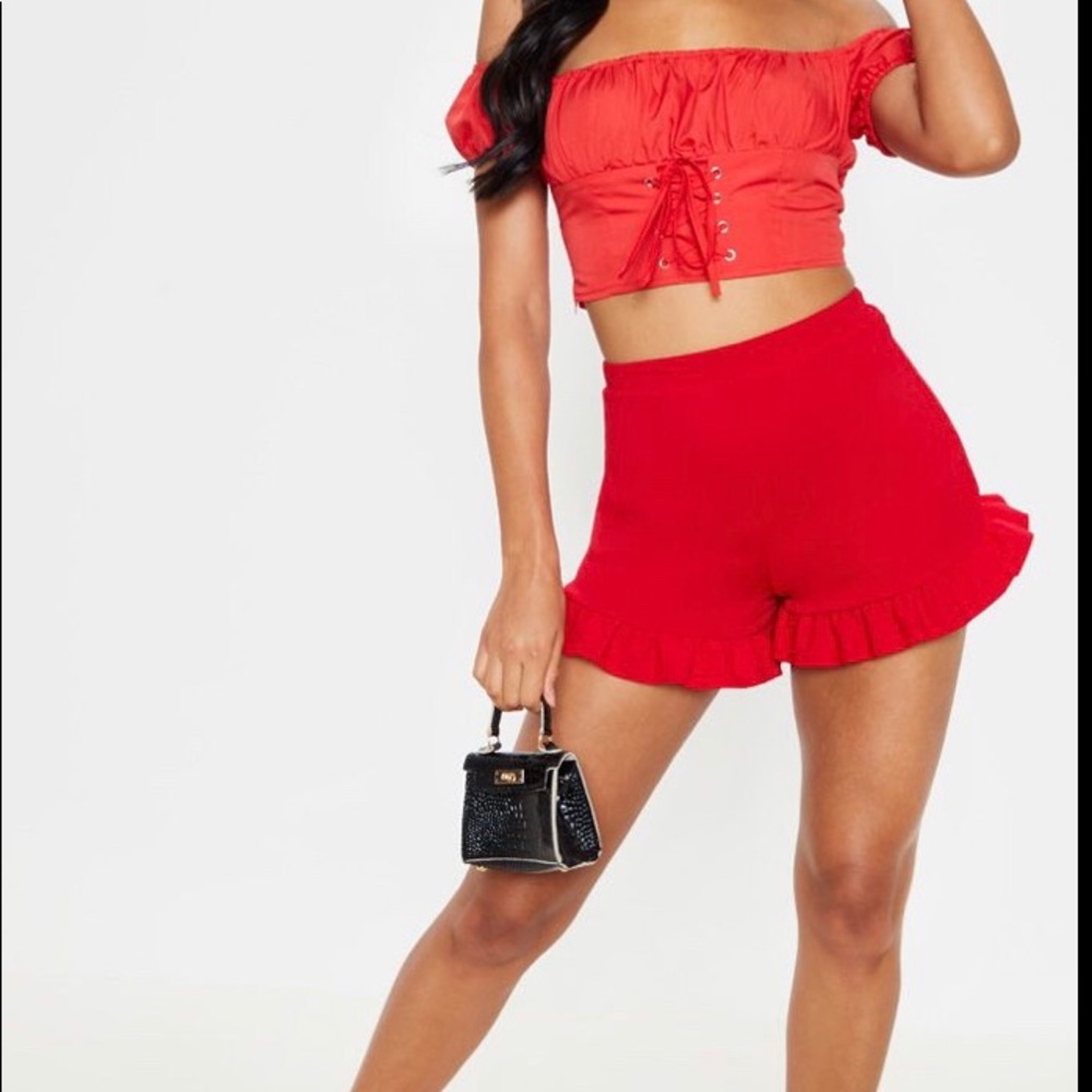Red Flowy Shorts